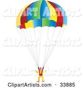 Suited Parachuter Gliding Through the Sky