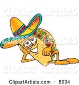 Taco Mascot Cartoon Character Resting His Head on His Hand
