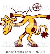 Talented Giraffe Bouncing a Soccer Ball off of His Shoulders
