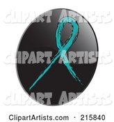 Teal Awareness Ribbon on a Shiny Black App Icon Button