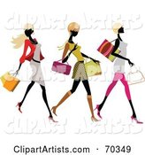 Three Faceless, Fashionable Women Carrying Shopping Bags