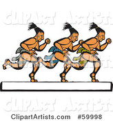Three Mayan Men Running over a White Text Box