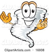 Tornado Mascot Cartoon Character Welcoming with Open Arms