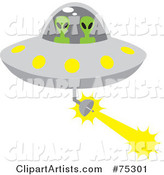 Two Alien Firing a Weapon in a UFO