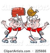 Two Chef Pigs Holding up Ribs and Chicken