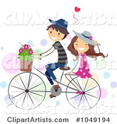 Valentine Stick Couple Riding a Bike