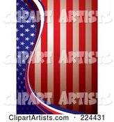 Vertical American Background of a Wave of Stars on Blue Dividing Red and White Stripes