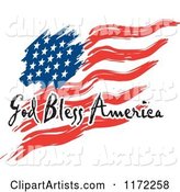 Waving American Flag and God Bless America Text