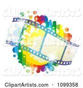 Waving Film Strip over a Rainbow Splatter