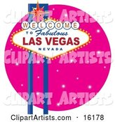 Welcome to Fabulous Las Vegas Nevada Sign Against a Pink Starry Night