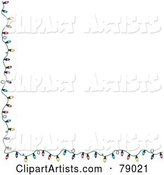 White Background with a Left and Bottom Border of Colorful Christmas Lights