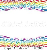 White Background with Upper and Lower Borders of Rainbow Spikes