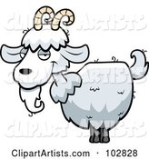 White Goat with Horns and a Beard