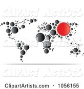 World Map of Black and Red Dots