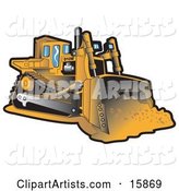 Yellow Bulldozer Moving Dirt at a Construction Site
