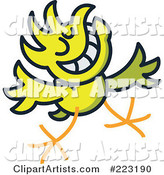 Yellow Chicken Greeting and Smiling