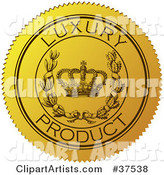 Yellow Luxury Product Sticker with a Crown and Laurel