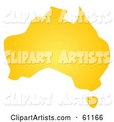 Yellow Map of Australia on White