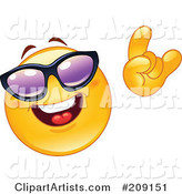 Yellow Smiley Face Wearing Shades and Gesturing the Hang Loos Sign