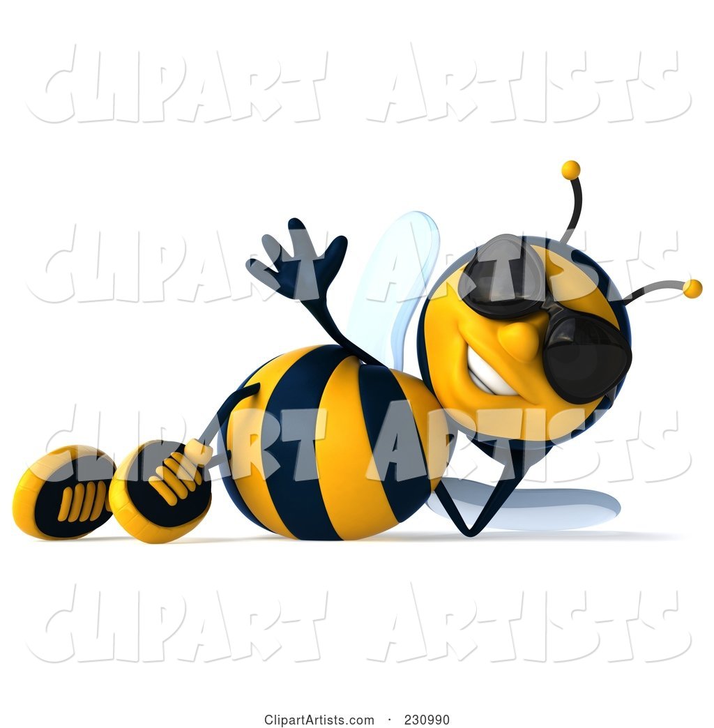 Bee Character Wearing Shades and Relaxing