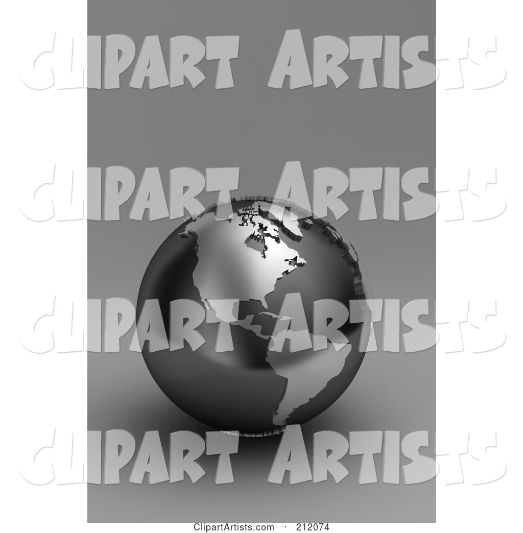 Black and Silver Globe of North and South America on Gray
