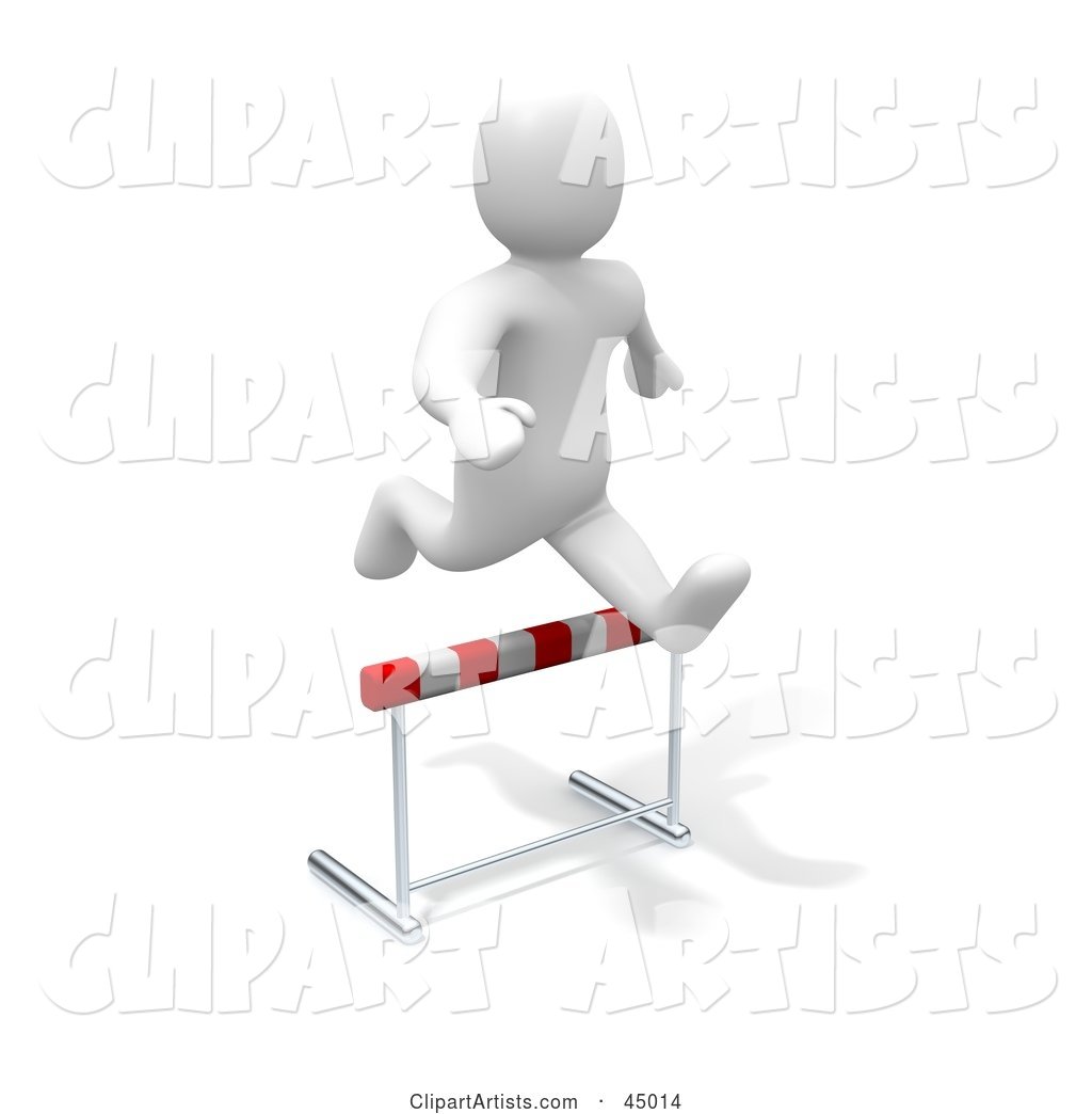 Blanco Man Character Leaping over a Hurdle