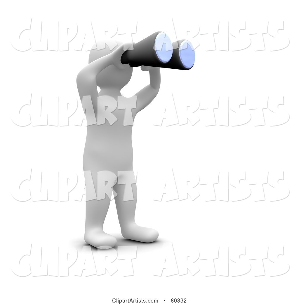 Blanco Man Character Using Binoculars