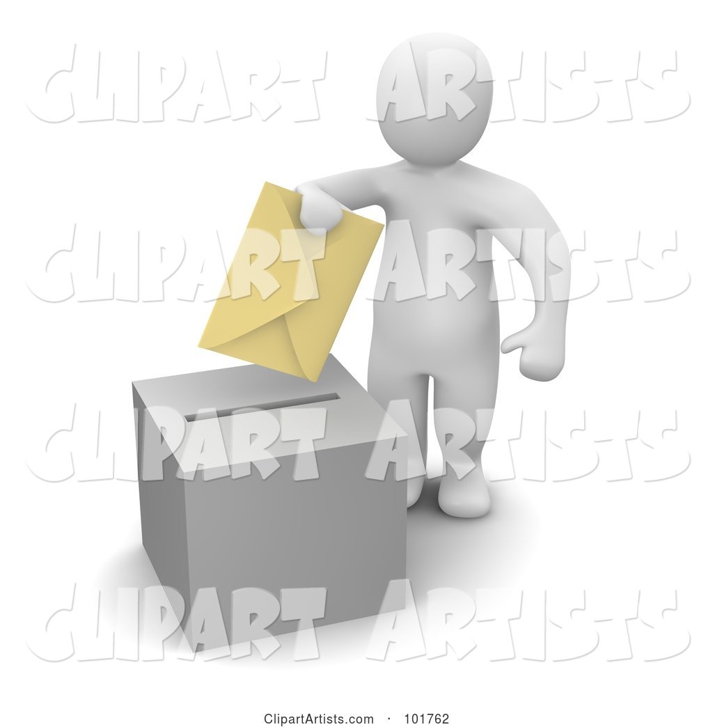 Blanco Man Putting a Voting Envelope in a Ballot Box