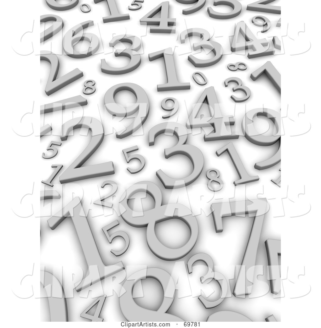 Blue Background with Scattered Silver Numbers