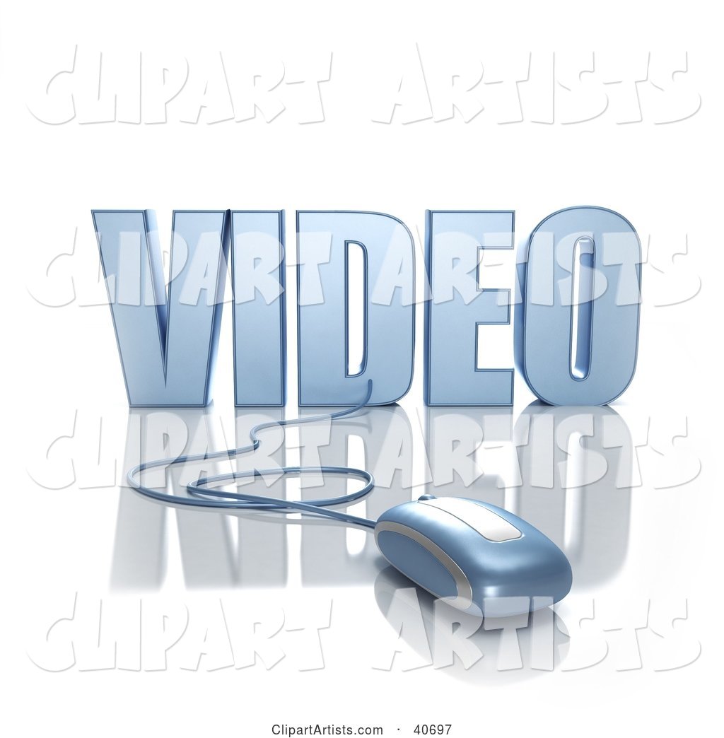 Blue Computer Mouse Connected to Video Text