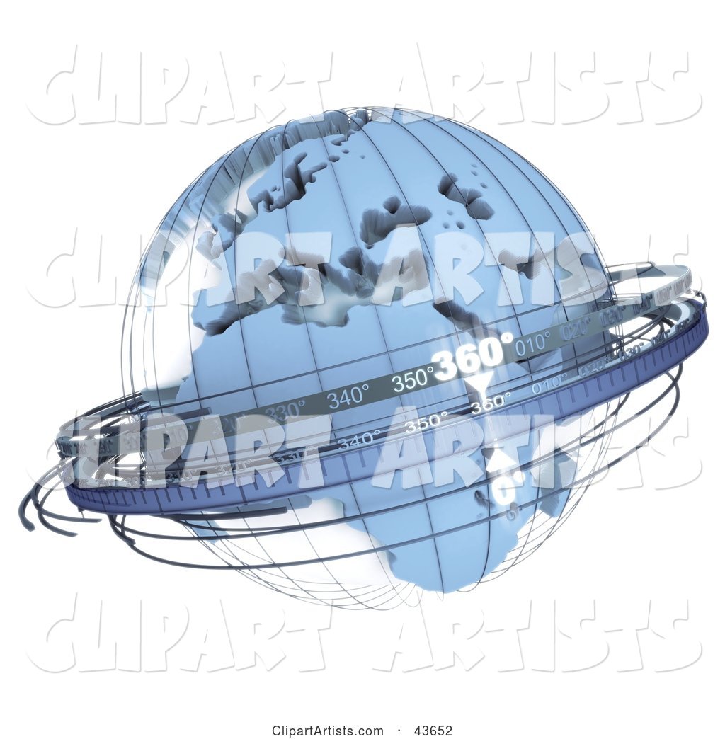 Blue Sextant Globe with a Wire Frame