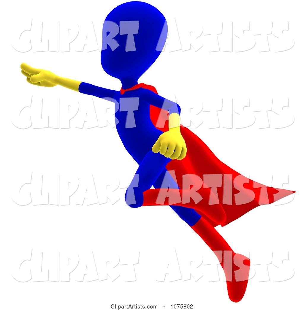 Blue Super Hero Person Flying