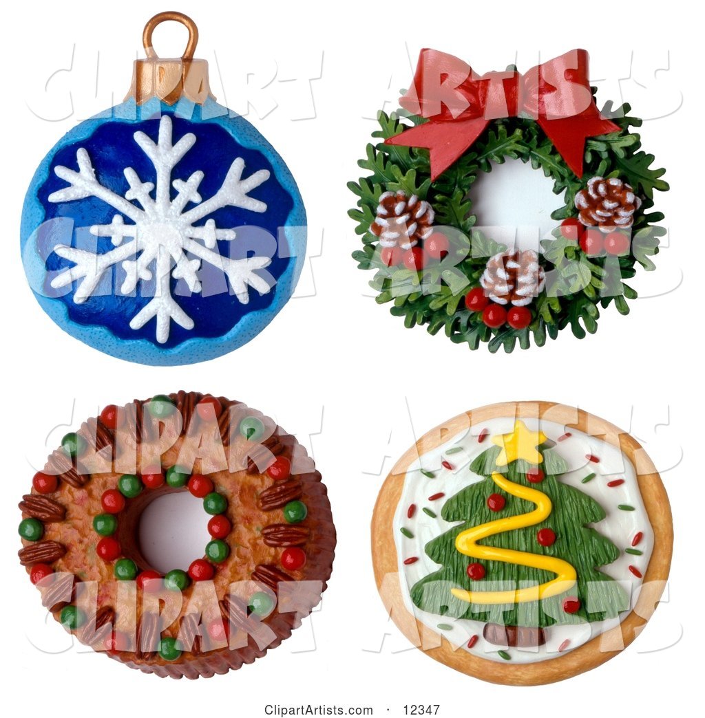 Christmas Ornament Wreath Cake and Cookie