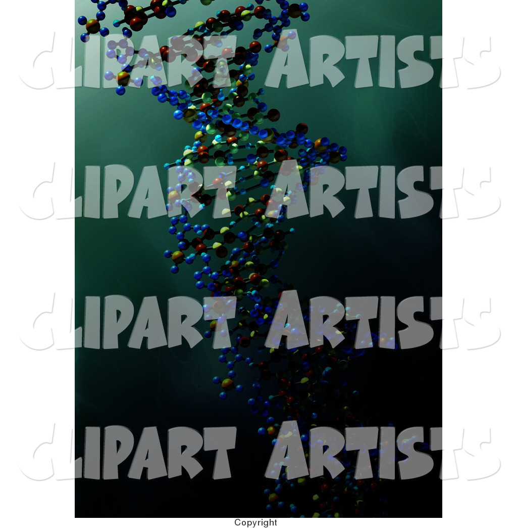 Colorful Dna Strand over a Greenish Blue Water like Background