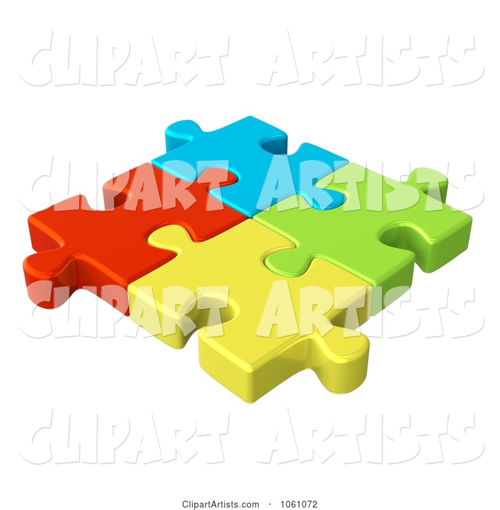 Connected Colorful Jigsaw Puzzle Pieces