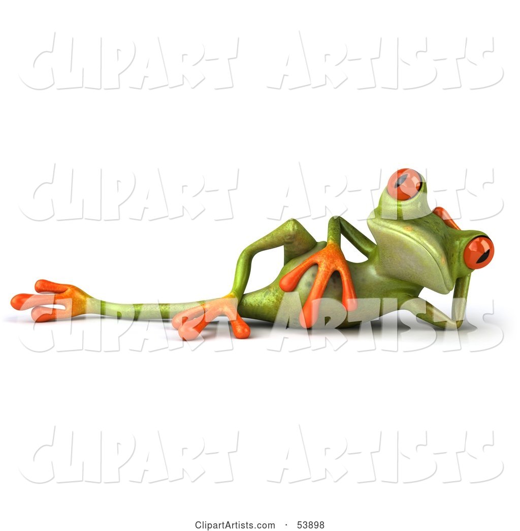 Cute Green Tree Frog Relaxed and Reclined