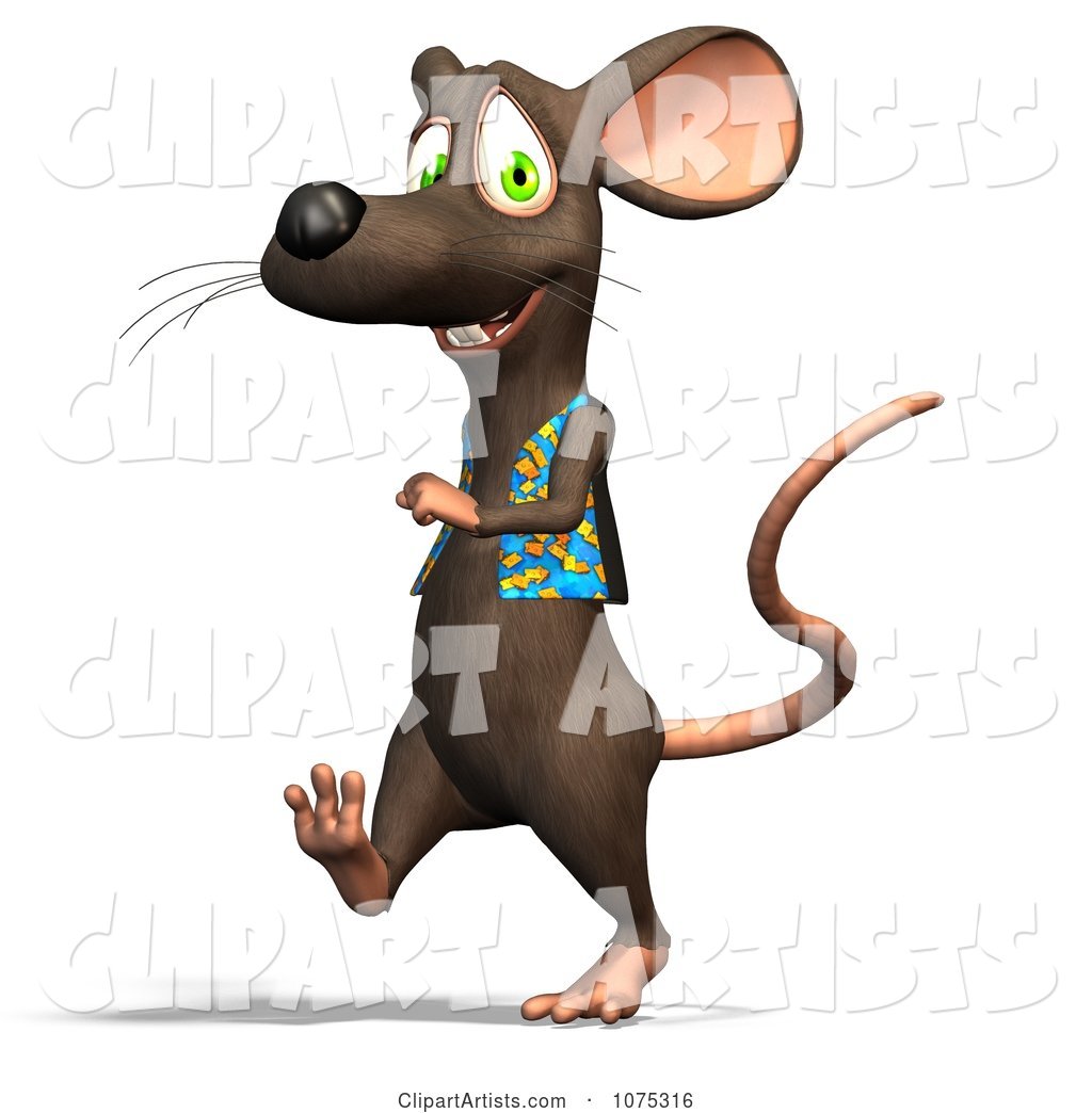 Cute Walking Rat Wearing a Vest