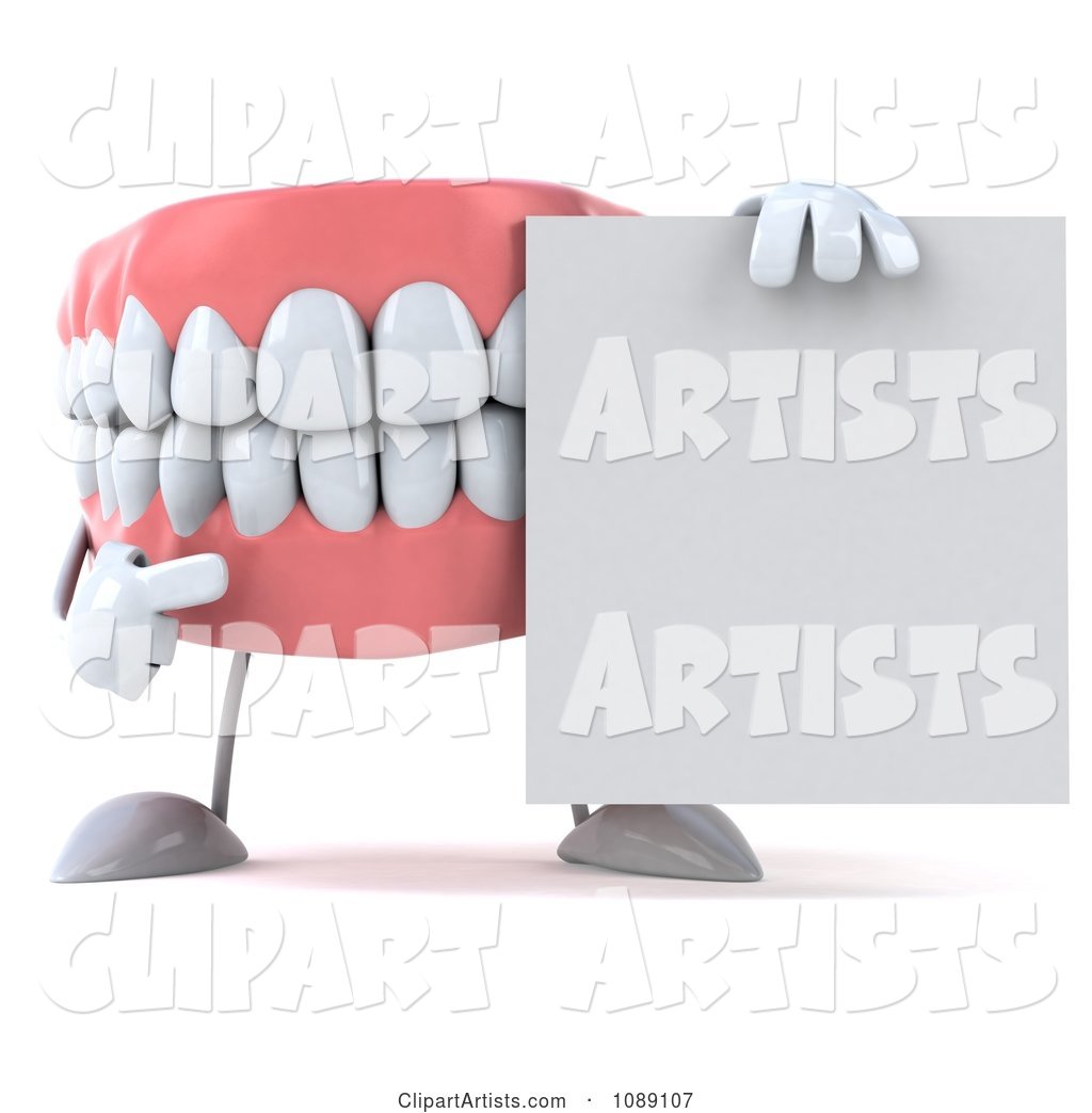 Dentures Character with a Sign 1