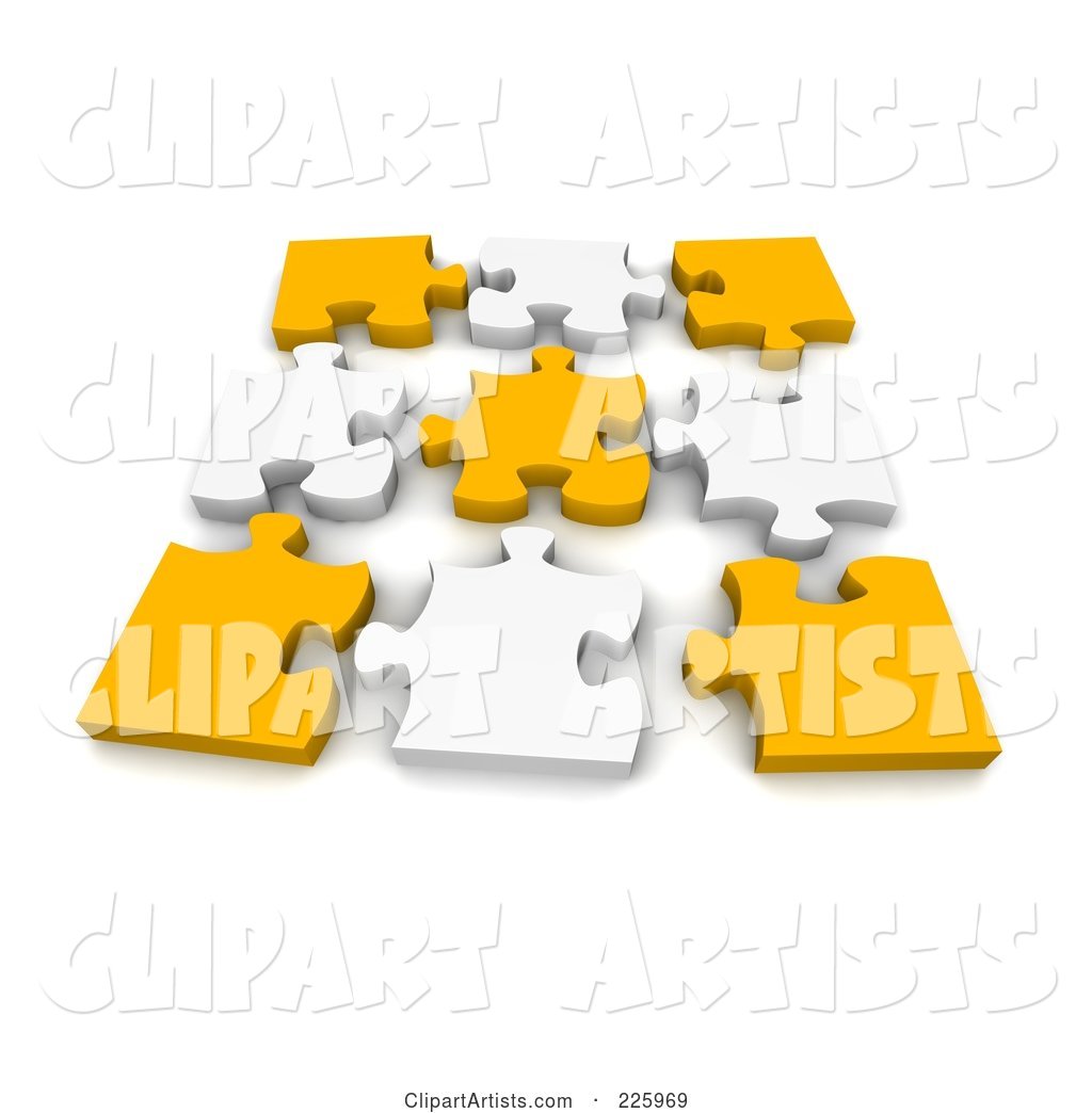 Disconnected Puzzle of Yellow and White Pieces