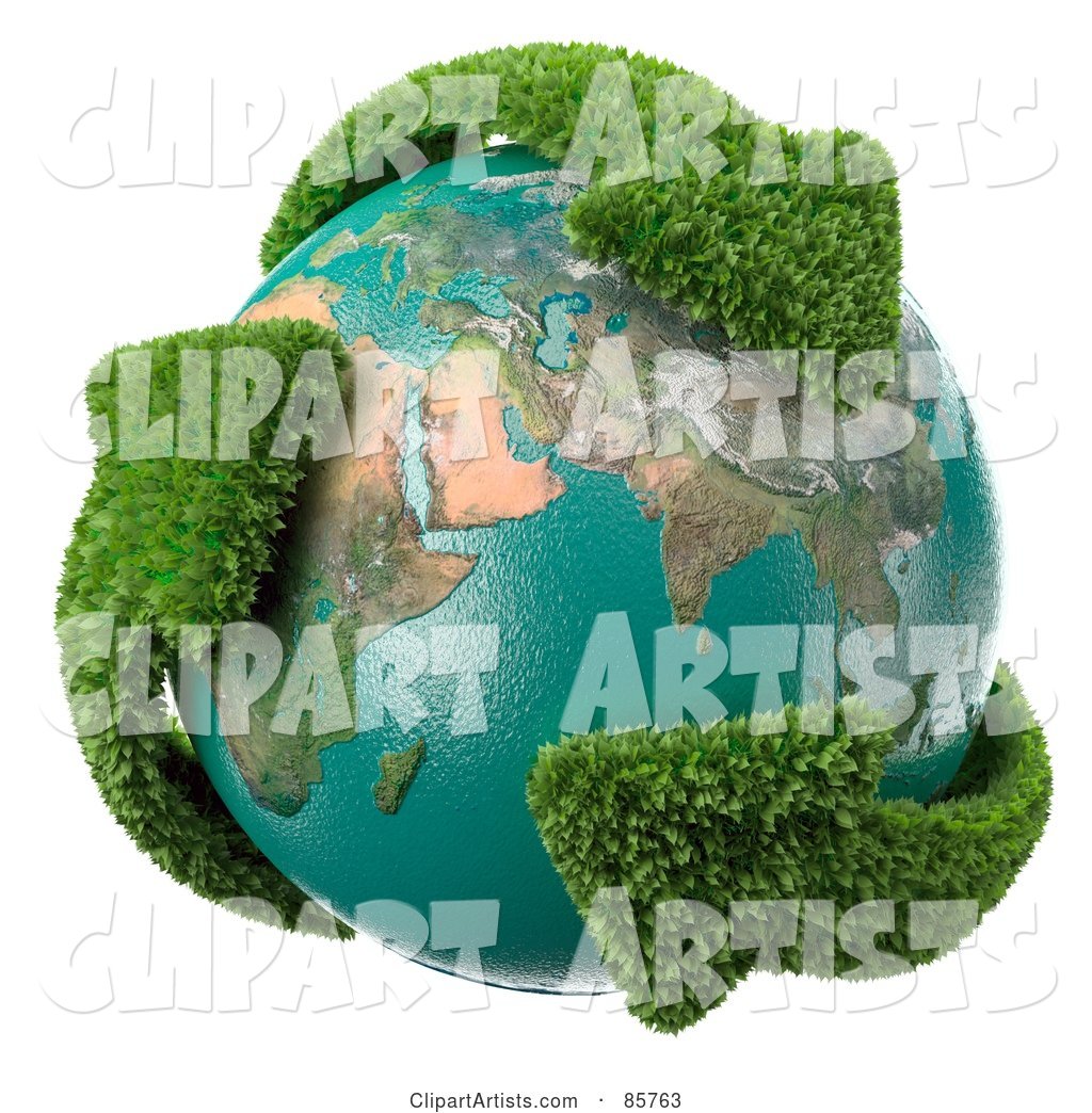 Earth Engulfed in Leafy Recycle Arrows