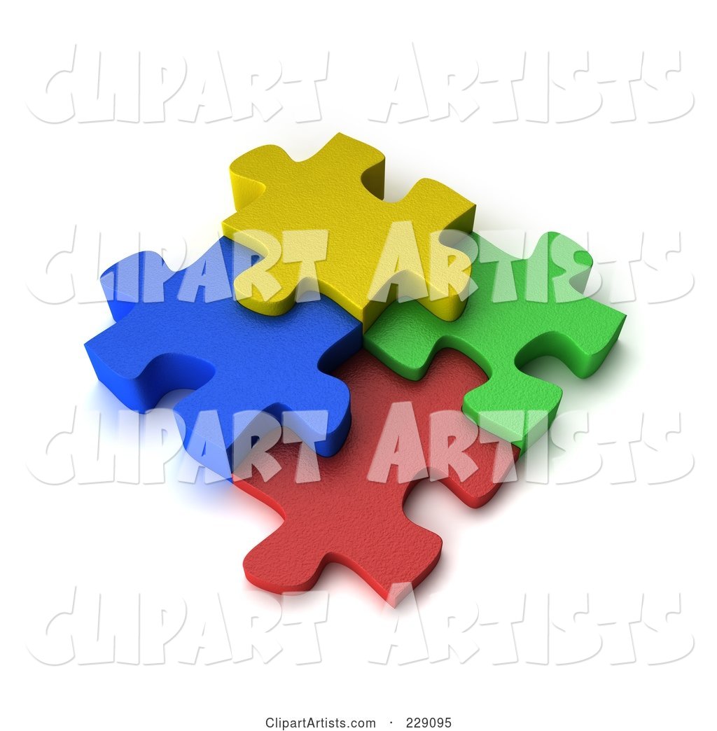 Four Colorful Puzzle Pieces Connected