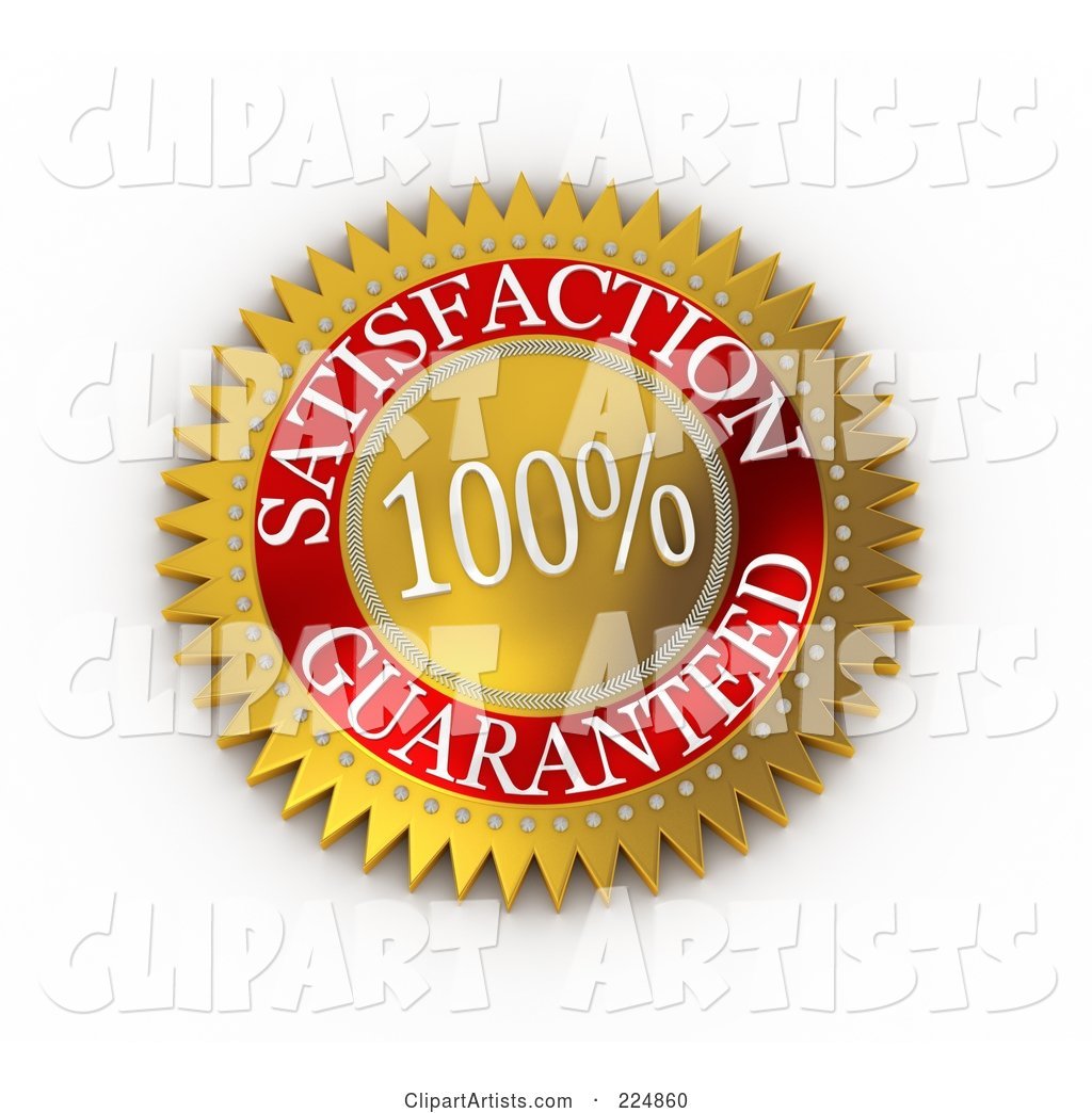 Gold and Red 100 Percent Satisfaction Guaranteed Seal