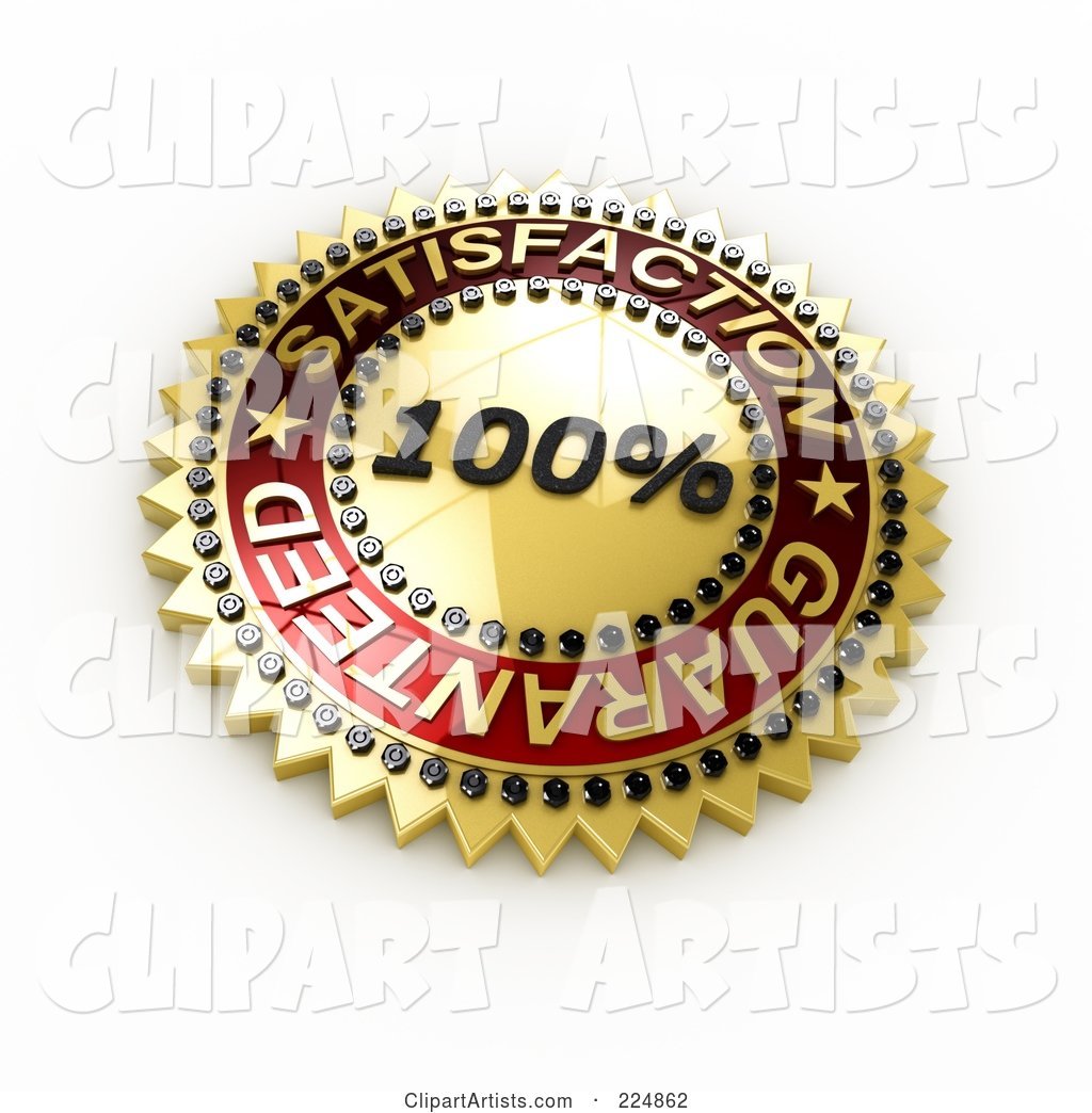 Golden and Red 100 Percent Satisfaction Guaranteed Seal
