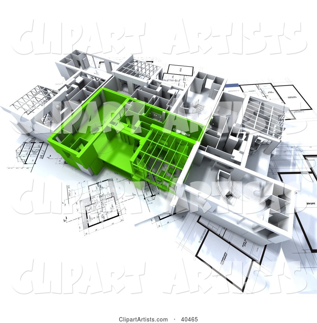 Green and White Apartment with Room Plans