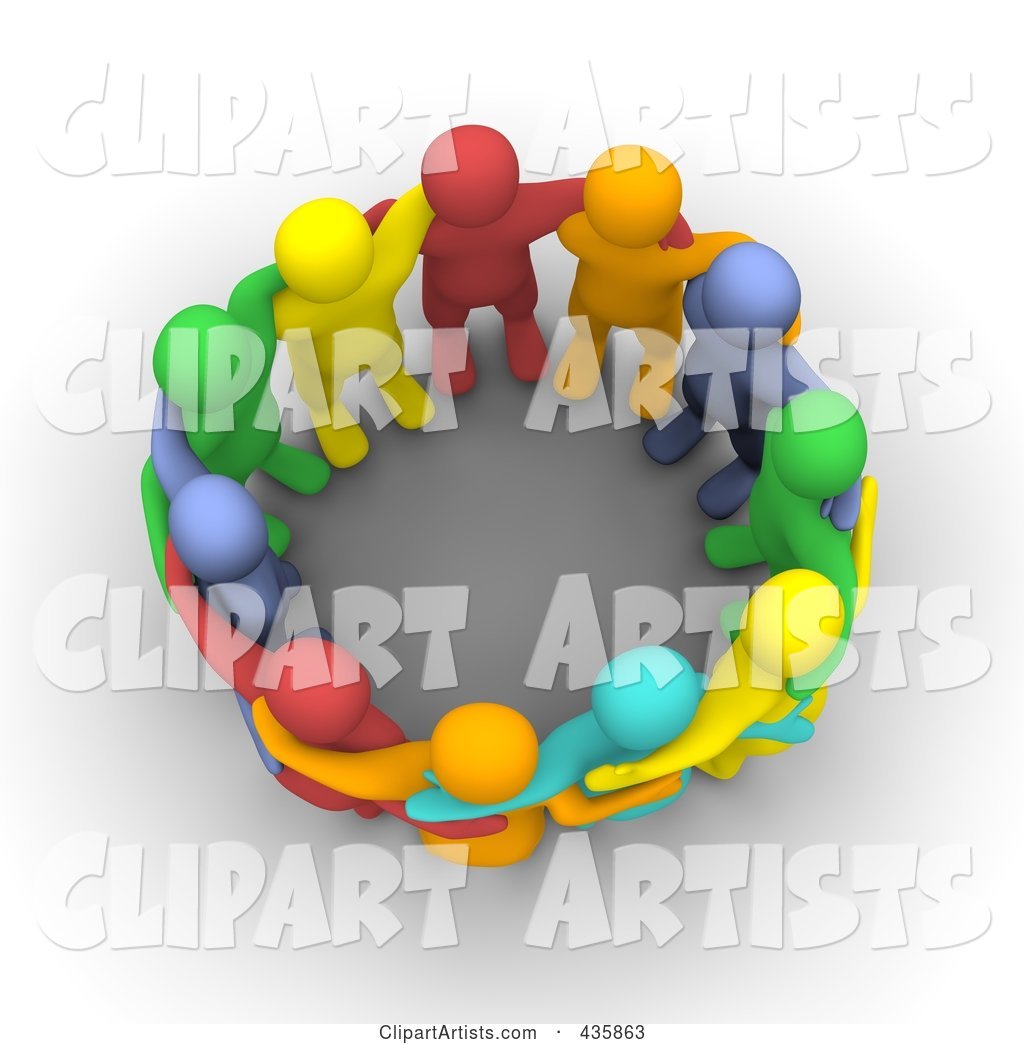 Group of Colorful Men Huddled in a Circle