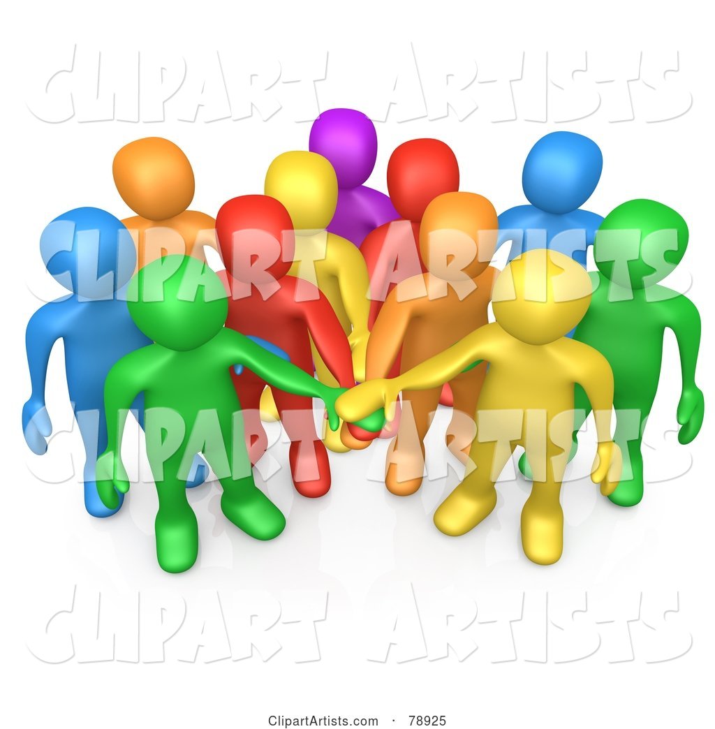 Group of Diverse Colorful People Putting Their Hands in a Pile