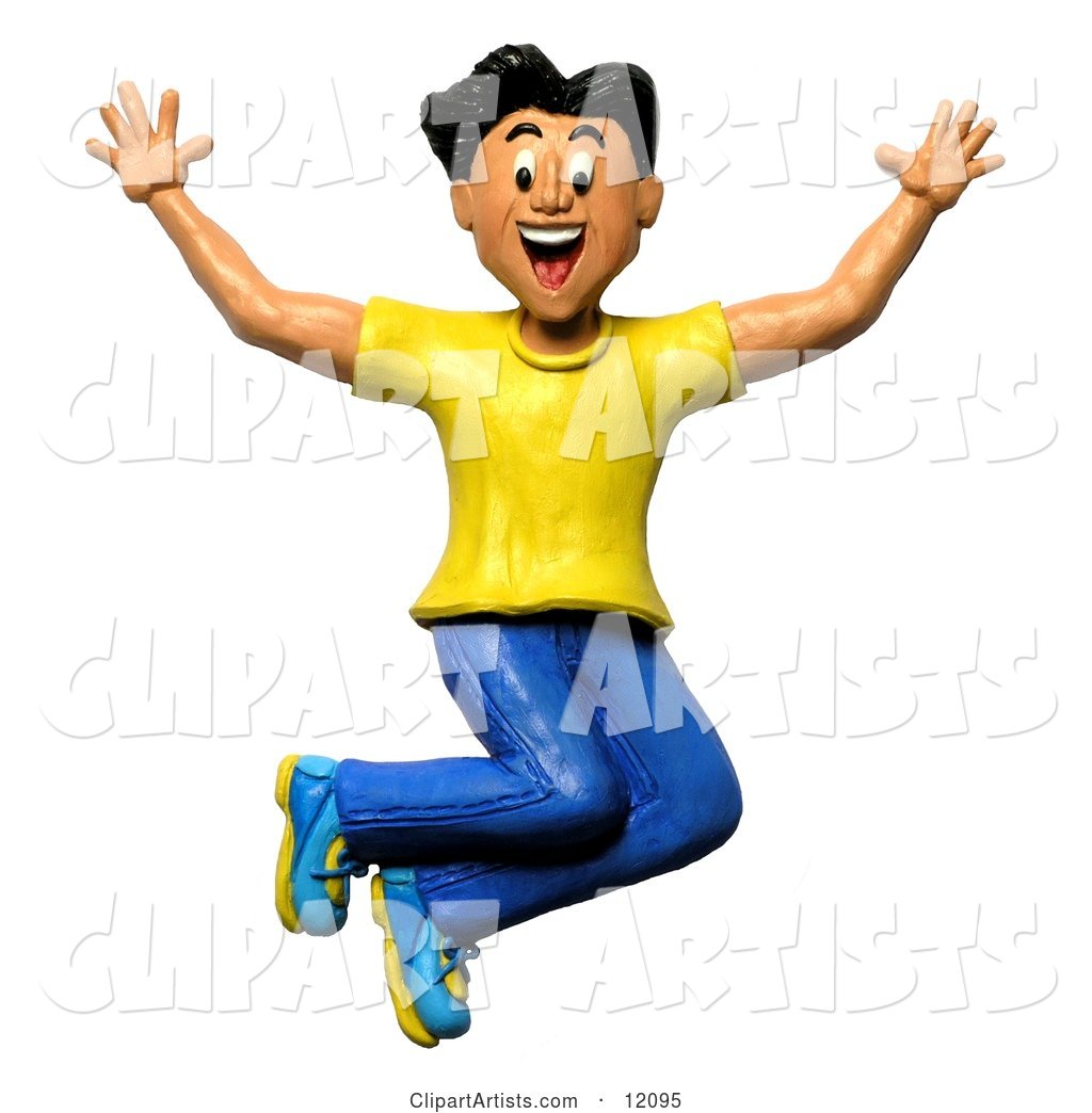 Happy and Energetic Man Jumping