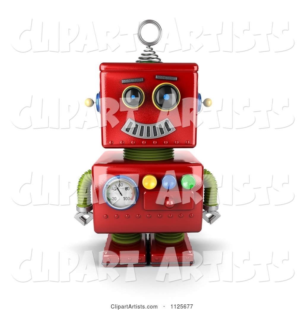 Happy Red Robot Smiling