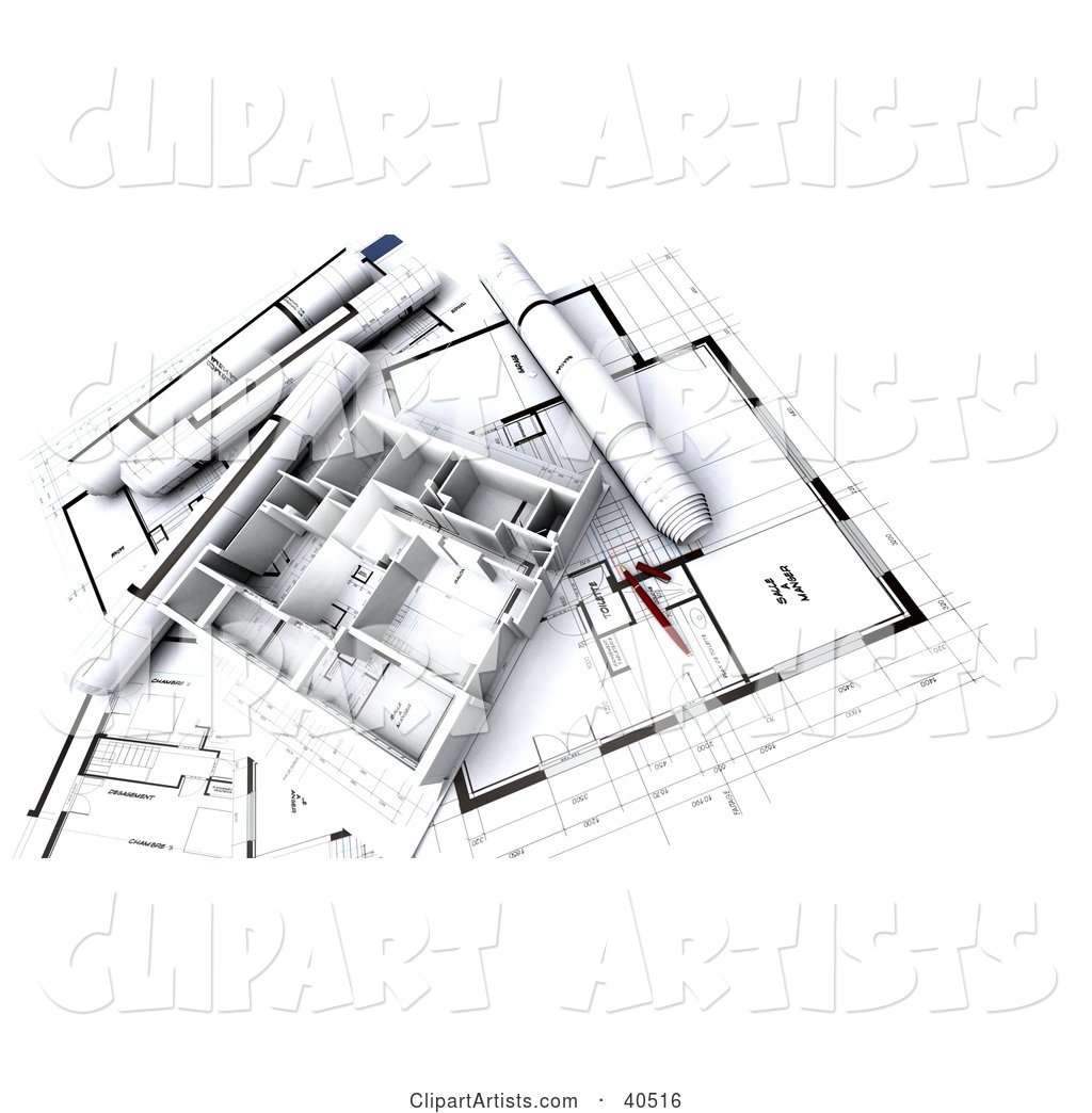 House Flat Model on Blueprints