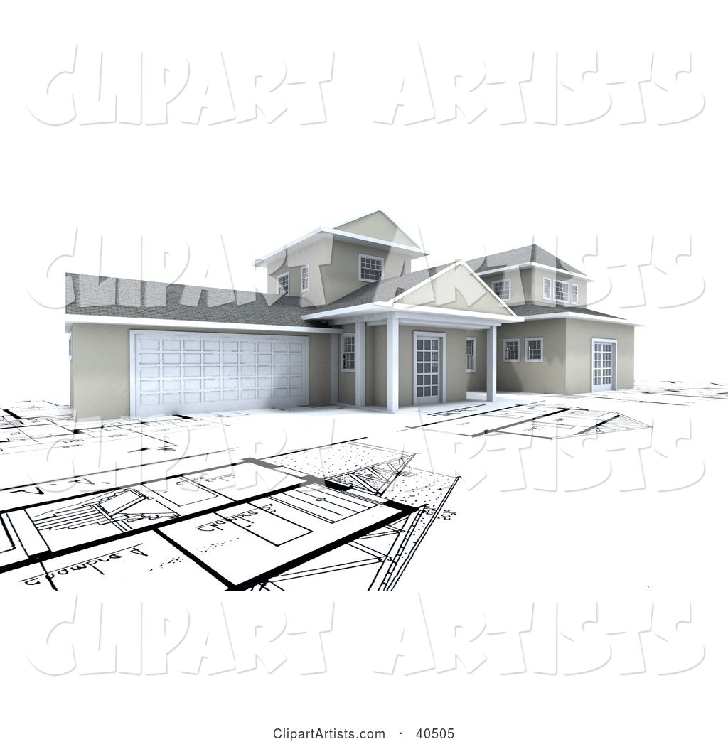 House with a Garage, on Top of Blueprints